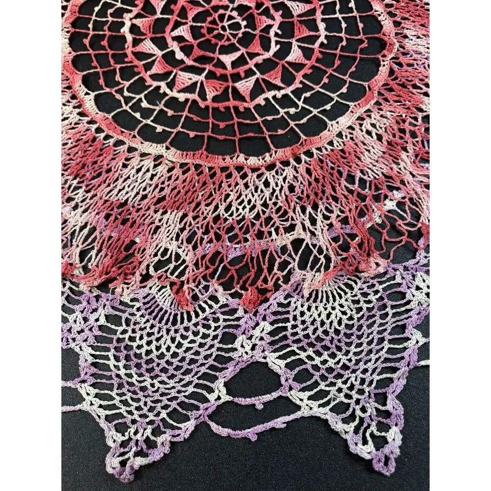Large 26" Layered Purple &‎ Pink Handmade Doily - Picture 2 of 5